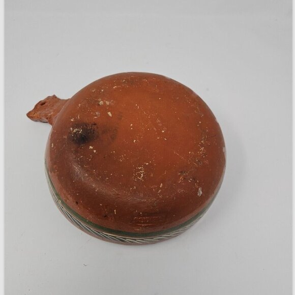 Vintage Terracotta Slipware Handled Bowl Mexico Tlaquepaque Redware Bandera - Picture 6 of 8